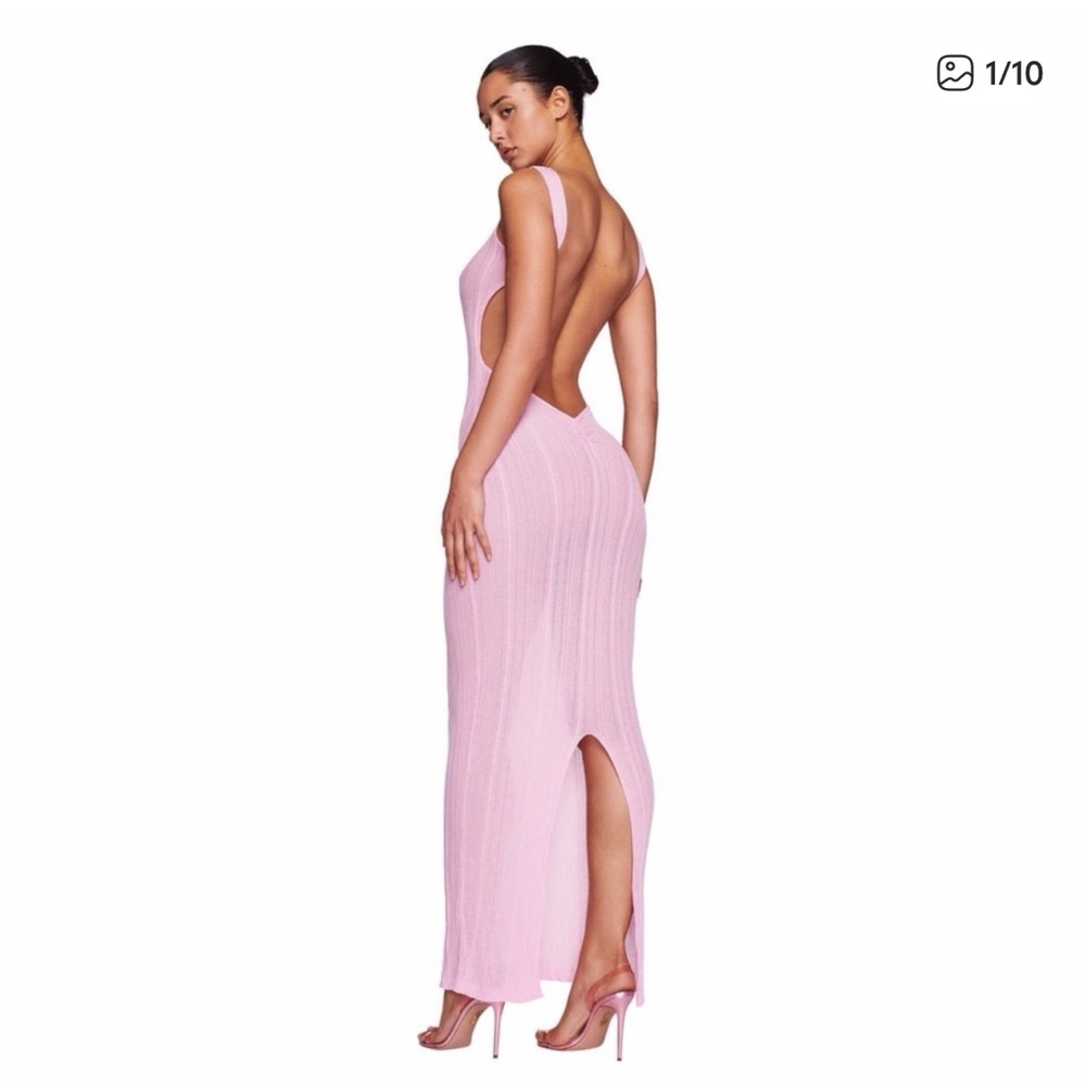 I.AM.GIA Pink Ribbed Backless Maxi Dress